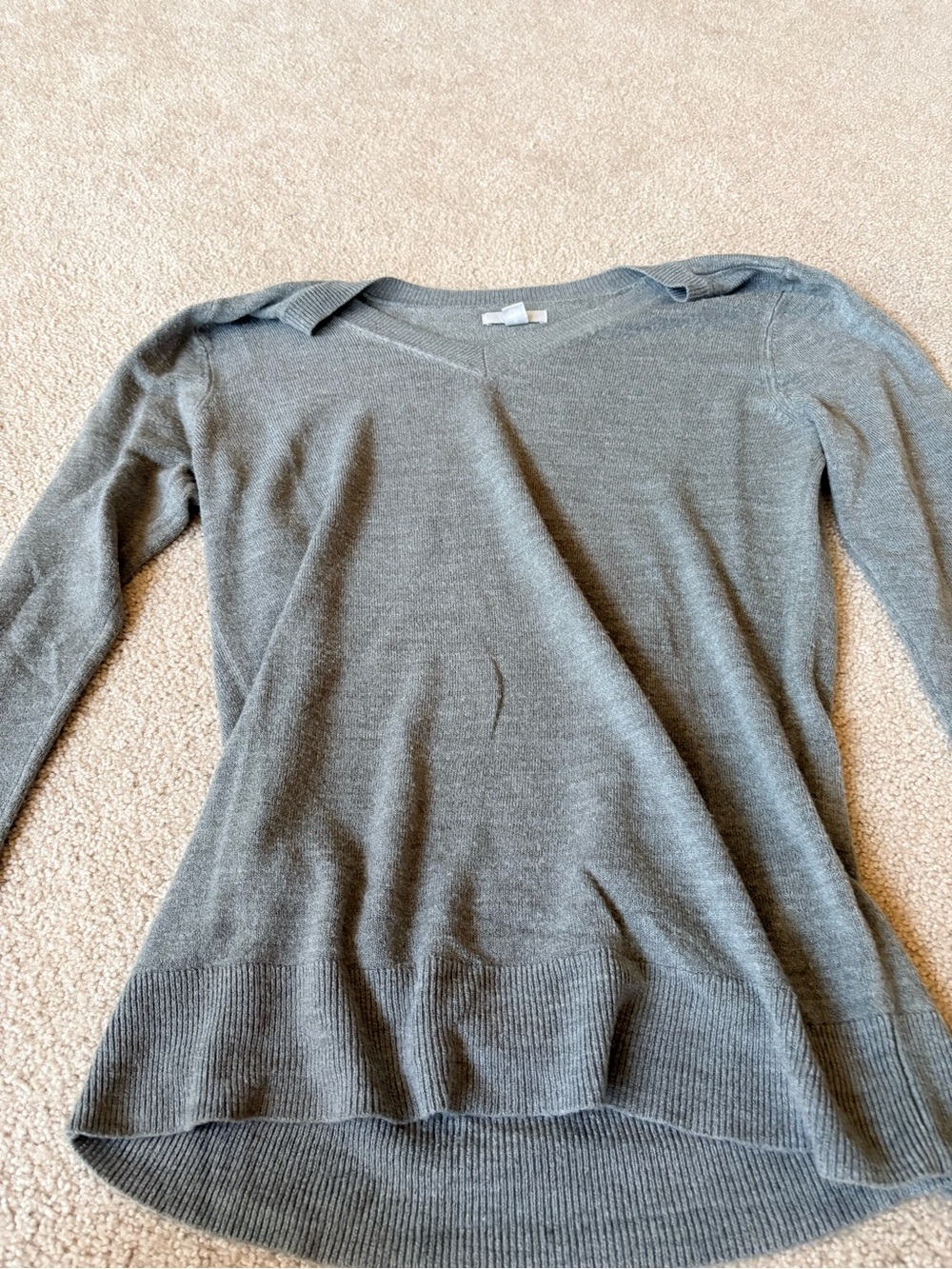 croft & barrow Gray V-Neck Long Sleeve Sweater